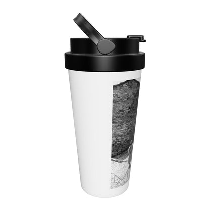 Tazza da viaggio bianca in acciaio inossidabile da 443 ml